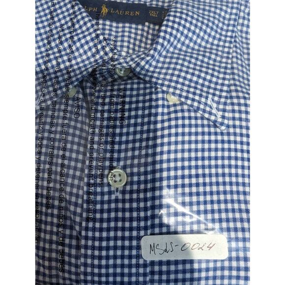 Polo Ralph Lauren Men's Blue Check Long Sleeve Shirt Size 2XLT Two Extra Large T - Picture 9 of 9